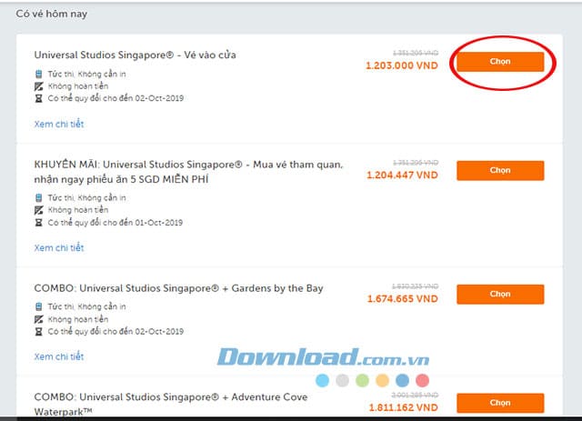 Chọn gói dịch vụ tương ứng
