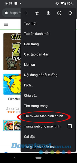 Thêm vào màn hình chính