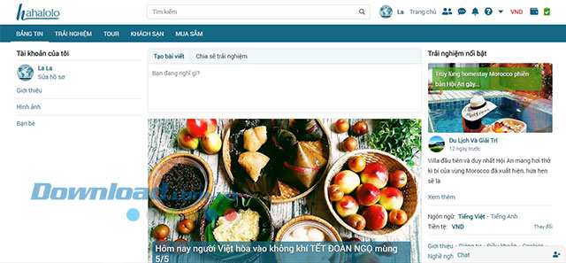 Giao diện Bảng tin của Hahalolo