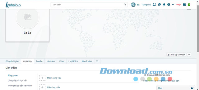 Cập nhật giới thiệu bản thân trên Hahalolo