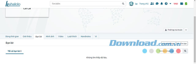 Giao diện trang bạn bè