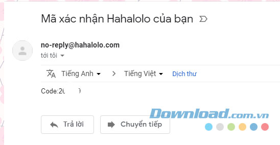 Email mã xác nhận