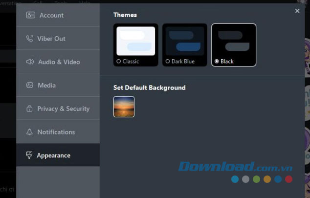Hoàn tất thay đổi hình nền cho Viber