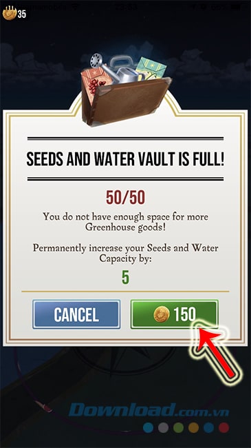 Thông báo mua thêm chỗ trống trong Vault