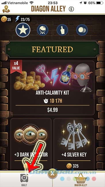 Chạm vào biểu tượng giỏ hàng