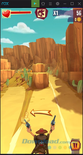 Vuốt để di chuyển nhân vật trong Run & Gun: Banditos