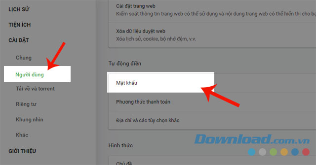 Nhấp chuột vào con mắt