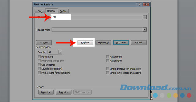 Bấm nút Replace All