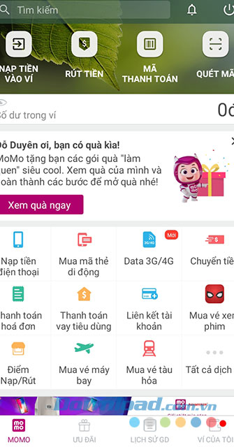 Tài khoản sau khi tạo