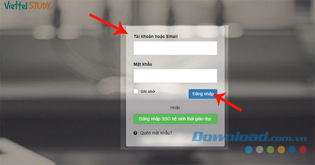 Điền Tài khoản và mật khẩu