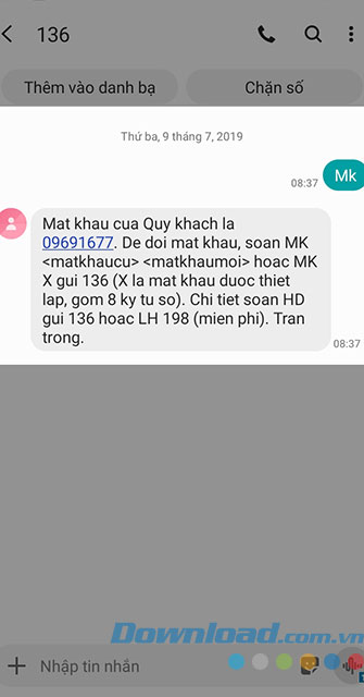 Nhận Mật khẩu chuyển tiền