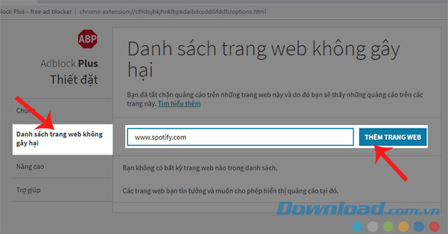 Nhập địa chỉ trang web