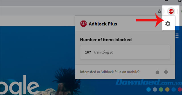 Nhấn vào Cài đặt Adblock Plus