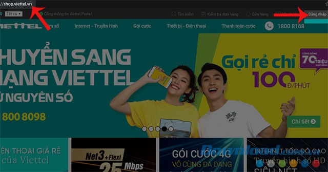 Nhấn vào nút Đăng nhập