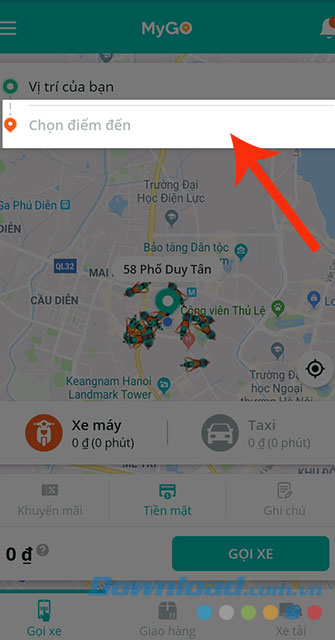Nhấn vào Chọn địa điểm