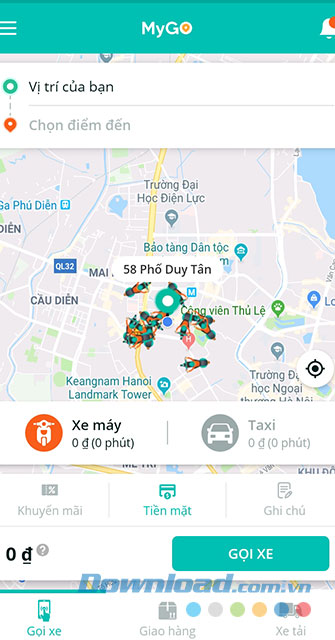 Ứng dụng sau khi đăng ký