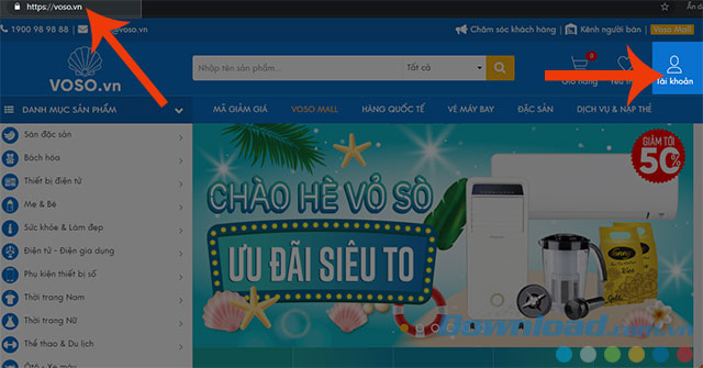 Nhấn vào biểu tượng tài khoản