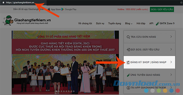 Nhấn Đăng ký tài khoản