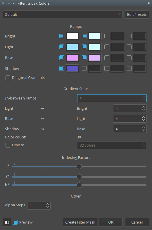 Bộ lọc Index Colors của Krita