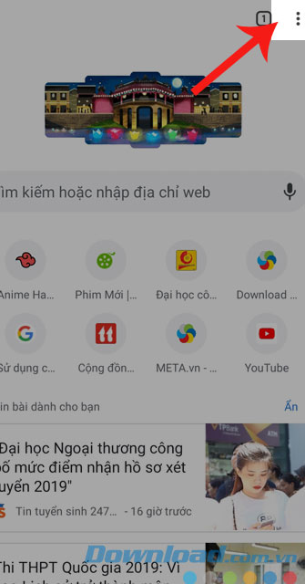 Nhấn vào dấu ba chấm