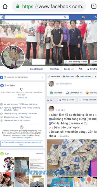 Vào trang cá nhân 