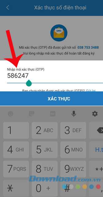 Nhập Mã xác thực