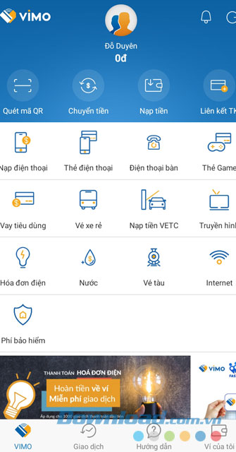 Tài khoản sau khi lập