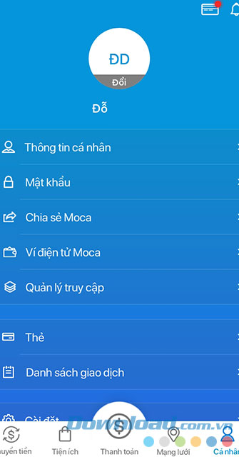 Tài khoản sau khi tạo