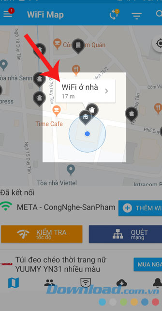 Bấm vào điểm Wifi