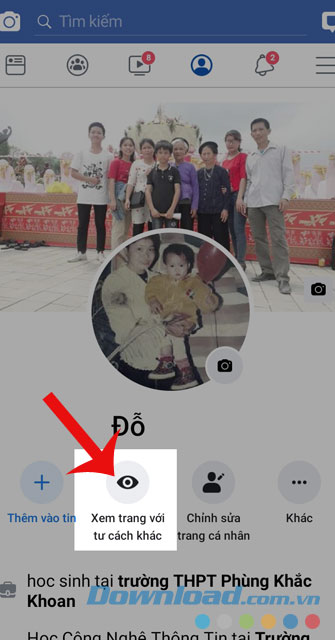 Nhấn vào xem trang với tư cách là người khác