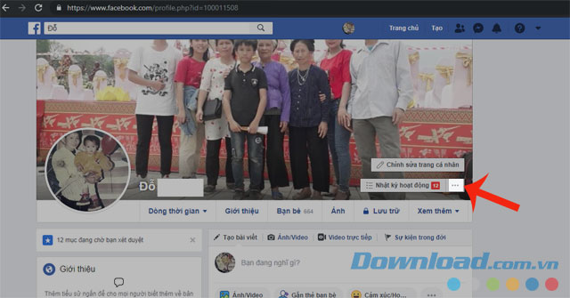 Click vào nút ba chấm