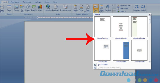 Chọn kiểu Text Box