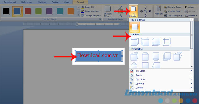 Nhấn vào 3-D Effects