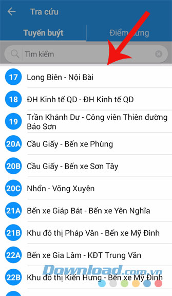 Chọn tuyến xe