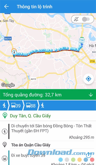 Thông tin lộ trình