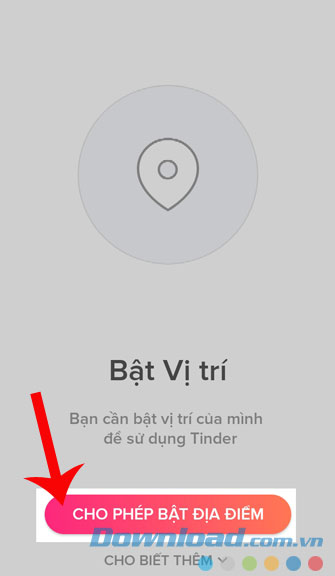 Ấn Cho phép bật địa điểm
