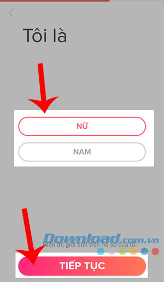 Chọn giới tính