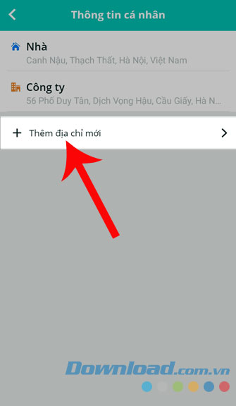 Nhấn Thêm địa chỉ mới