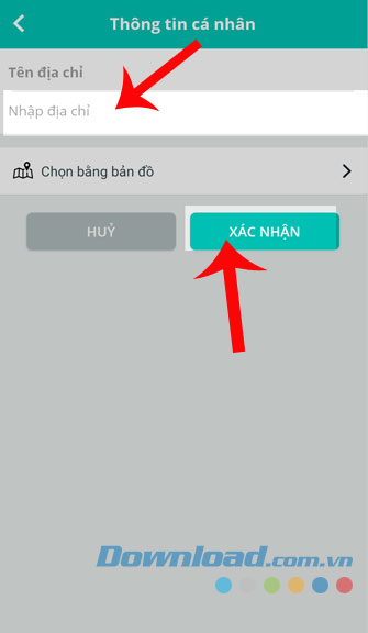 Nhập địa chỉ muốn thêm