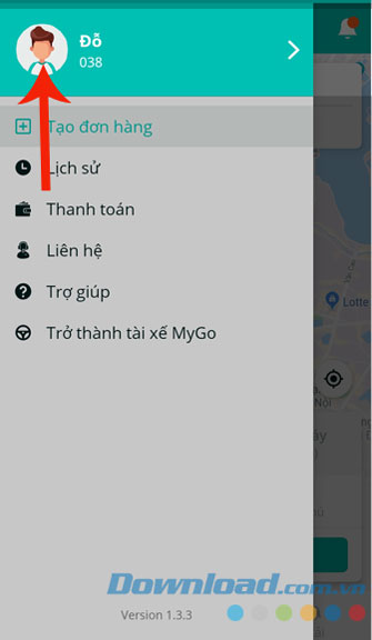 Nhấn vào biểu tượng tài khoản