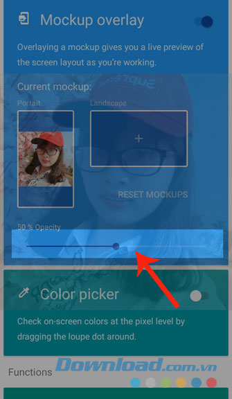 Di chuyển thanh Opacity