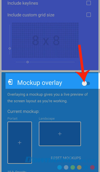 Gạt công tắc tại Mockup overlay