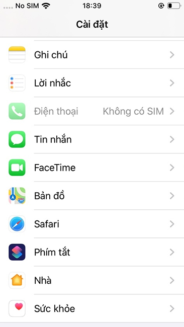 Truy cập vào Cài đặt