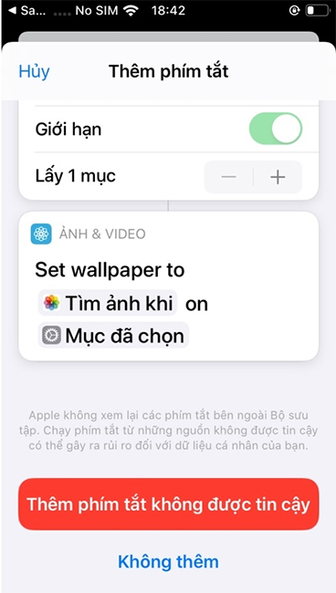 Thêm phím tắt không được tin cậy