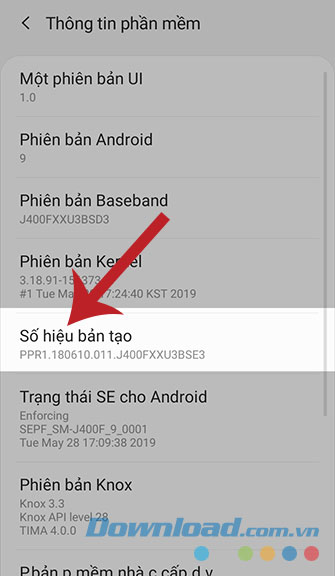 Nhấn 7 lần mục Số hiệu bảo tạo