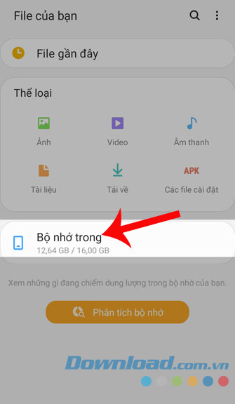 Nhấn bộ nhớ trong