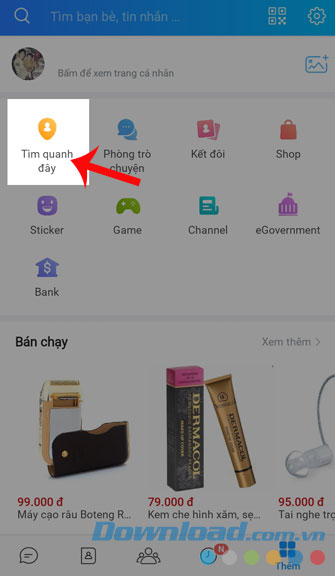 Mở tính năng Tìm bạn quanh đây