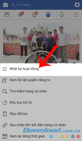 Bấm Nhật ký hoạt động