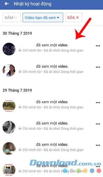 Nhấn vào video để xem lại