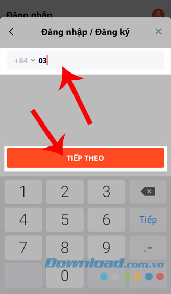 Nhập số điện thoại